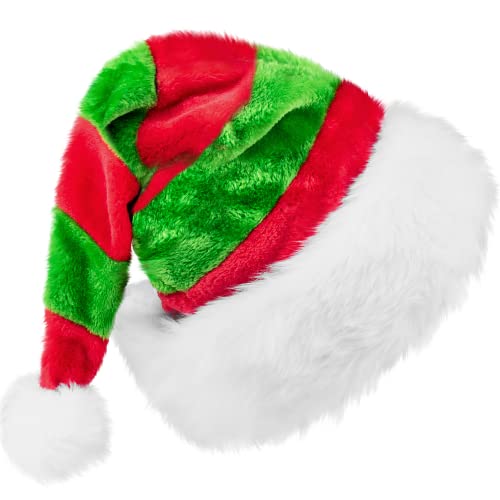 Beinline Santa Hat, Christmas Hat, Xmas Holiday Hat for Unisex Adults, Thicken Velvet Comfort Classic Santa Hat for Christmas, Gift for Women, Men, Christmas New Year Festive Holiday Party Supplies