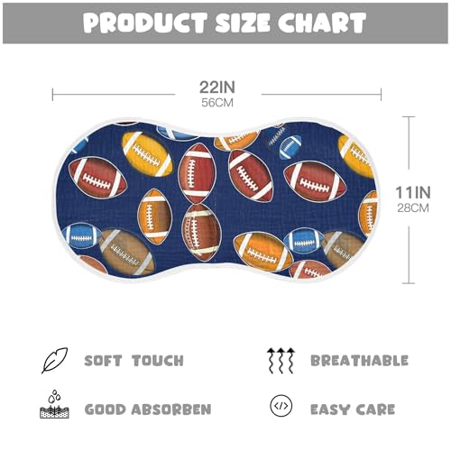 xigua Footballs Muslin Baby Burp Cloths Set of 2, Super Soft & Absorbent Burping Rags, Cotton Burp Clothes Shower Gift for Newborn, Baby Girls and Boys4