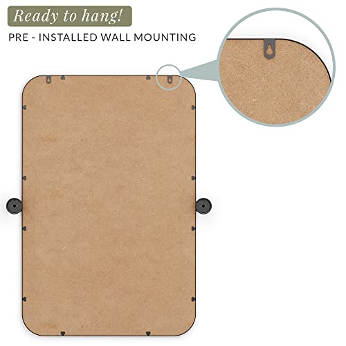 Barnyard Designs 24X36 Rectangle Adjustable Mirror, Metal Framed Mirror For Wall, Wall-Mounted Bathroom Mirrors, Vanity Mirror, Wall Mirrors Bedroom, Black #TOP6