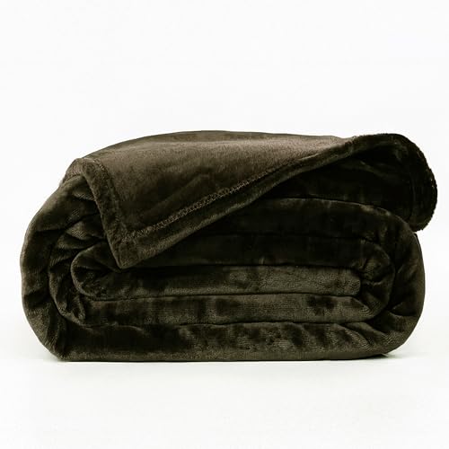 Image of ABRAZO AC Blanket | 300 GSM Lightweight Super Soft Cozy for Bed, Sofa, Couch, Travel & AC Room | Double Bed 220x240 cm | Solid Color | Breathable All-Season Comfort (Toasted Olive).