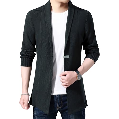 Men's Long Sleeve Shawl Collar Sweater Knit Cardigan Solid Regular Sweater Loose Fit Knitwear Sweaters