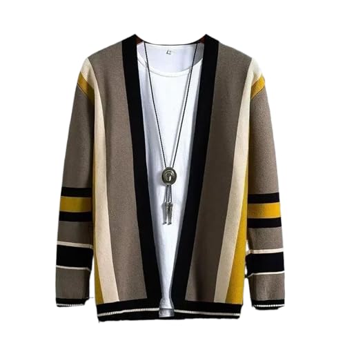Knitted Sweaters for Men Striped V Neck Man Cardigan Casual Cotton Knitwears