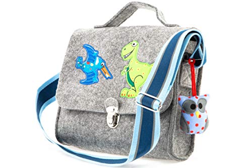 Kindergartentasche aus Filz von Stil-Macher | Dino | Weicher Filz | reflektierender Schultergurt für mehr Sicherheit | Filztasche mit liebevollen handgenähten Stickereien Cover