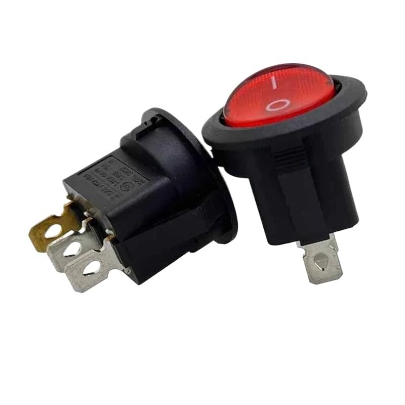 Welcome to my store! 2pc RS601 circular upper and lower circular 23 mm three-pin red light boat-shaped switch 6A250V