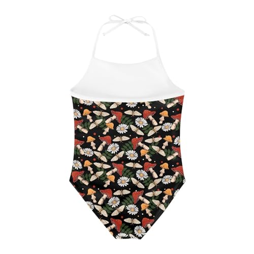 Image of Cute Backless One Piece Swimsuits for Girls Adjustable Halter Strap Bathing Suit Beach Swimwear for Girls