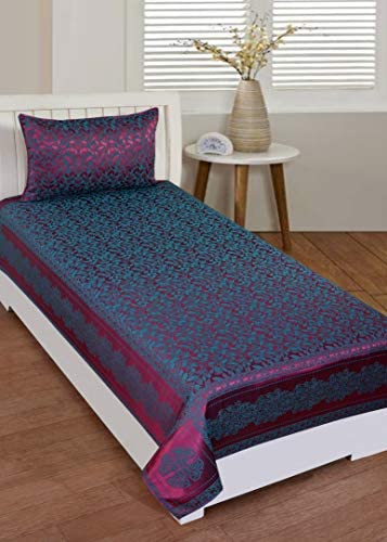 ROUGE 400 TC Cotton for 1 Single Bedsheet with 1 Pillow Covers, ( Bedsheet Size- 60 inch x 90 inch or 152 cm x 228 cm, Pillow Cover - 18 inch x 27 inch or 46 cm x 68 cm )