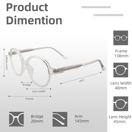 Image of Round Blue Light Blocking Glasses Men Women Acetate Optical Eyewear Frame Non Presription Clear Lens