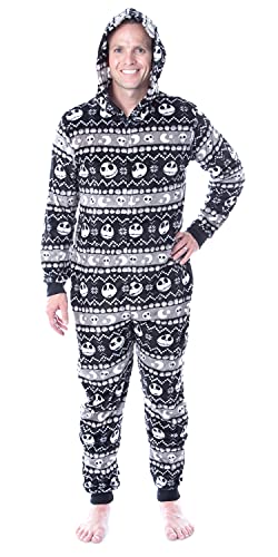 The Nightmare Before Christmas Adult Jack Skellington Fair Isle Hooded Union Suit Pajama For Men Women - Main Image
