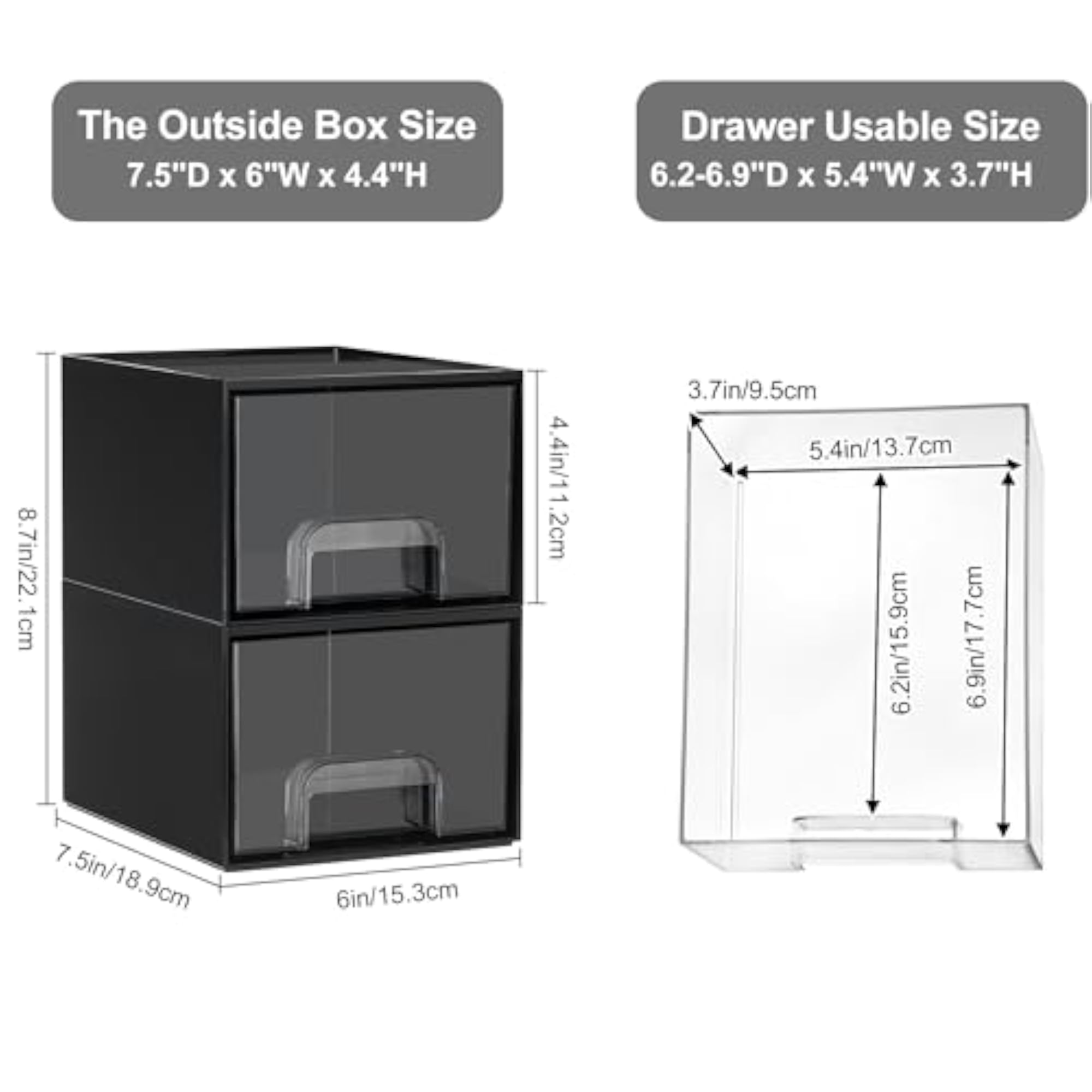 Black Small Stackable Storage Drawers for Cologne Organizer