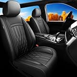 Banklif Fit for Patriot Car Seat Covers Compatible with Jeep Patriot 2007-2017-Waterproof Breathable Leather Automotive Seat Cushions Protector, Airbag Compatible, Full Set 5 Seats(Black)