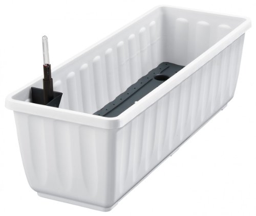 Blumenkasten AQUA FLOR Plus mit Bewässerung und Wasserstandanzeiger, Farben:weiß 10;Länge:80 cm