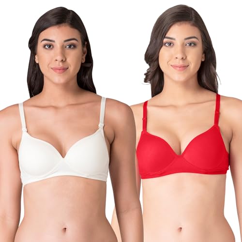 Image of Komli - Heavily Padded Push-Up Bra - Cotton Rich - Balconette - 3 /4th Coverage, Seamless, Wireless, Multiway Straps - T-Shirt Bra