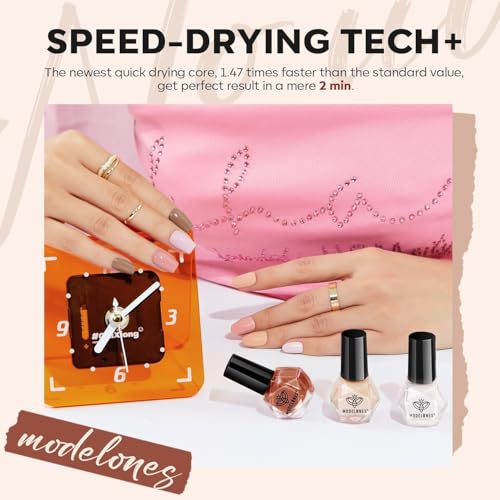 Image of modelones Nail Polish Set 6 Colors, Fall Winter Brown Nude Silver Glitter Nail Polish Skin Tone Collection Quick Dry Mini Manicure DIY Nail Art Salon Home Gifts For Women Girl