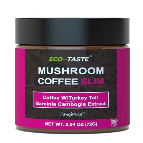 ECO-TASTE Mushroom Coffee, Packed with Turkey Tail, Garcinia cambogia, 36 Servings – 2.12 Ounce