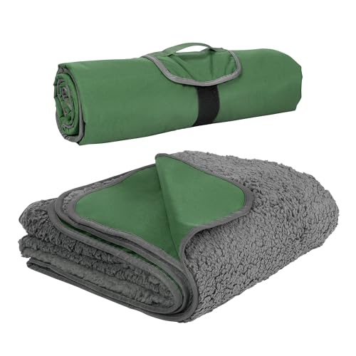Image of Tirrinia Large Waterproof Outdoor Blanket, Soft Warm Windproof Stadium Blanket with Sherpa Fleece and Foldable for Outdoor Sport, Baseball, Football, Beach, Concerts, Car