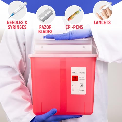 Medi-Bins 5 Qt Sharps Disposal Containers for Medical Waste Disposal (Box of 2) - Meets OSHA Standards - Translucent & Heavy-Duty Plastic - Biohazard Containers for Needles - Thumbnail 5