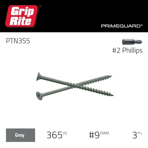 Grip-Rite PTN3S5 PG10 Tornillos para Deck #8 x 3 Hilo Grueso, Caja de 5lb, Gris miniatura 2