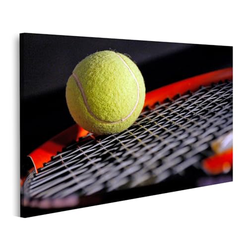 islandburner Primera imagen sobre lienzo pelota de tenis y raqueta tumbada sobre red - lienzo 80 x 40 cm