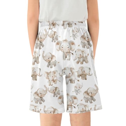 ALAZA Elephant on White Pajama Shorts Sleep Shorts Pant Lounge Pajama Bottoms Elastic Waist with Pockets2