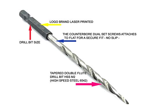Image of FTG USA 3 Pc Wood Countersink Drill Bit Set #4#6#8 with 3 /8 inch Depth Stop | Includes sizes #4, #6, and #8 tapered bits. Comes with an adjustable 3 /8 inch depth stop collar and hex key tool