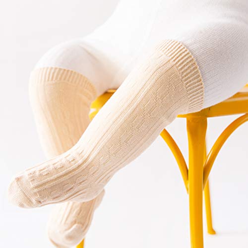 Zumou Toddler Knee High Socks 8 Pairs Baby Little Girls Cable Knit Cotton Stockings 0-5T (3-5T, Assorted 8-pack)3