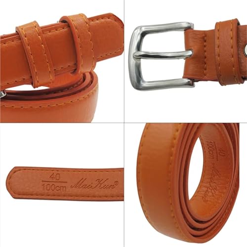 Women's Skinny Leather Belt Solid Color Pin Buckle Simple Small Size Suit Business Casual Waist2