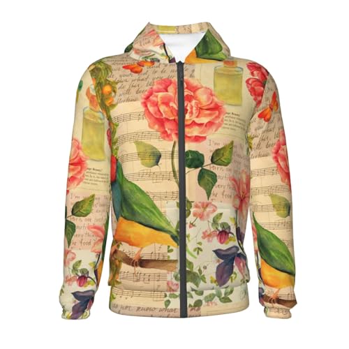 Vintage Bird Kids Pullover Hoodies Boys Zip Up Sweatshirts Girls Athletic Clothes with Pocket2