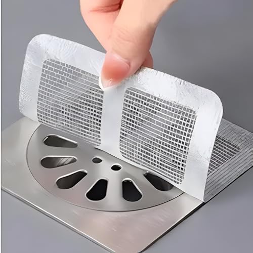 Image of Netfly Large Upgraded Drain Cover Hair Catcher Disposable Waterproof Drain Guard Mesh Stickers Drainage Jali Shower Drain Cover for Bathroom Floor Sink Bathtub (4 Inch x 4 Inch) (Pack of 80)