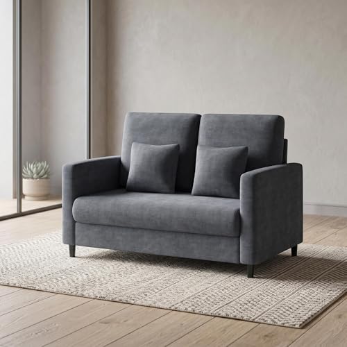 PeacefulHues 52 Inch Mid Century Modern Loveseat Couch, Compact Accent