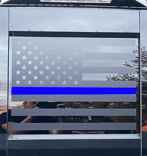 Image of Xinghe for Chevy Colorado GMC Canyon 2015-2026 Rear Middle Window American Flag Decal, Matte Black Blue Line USA Flag Vinyl Sticker for Truck Back Sliding Window Glass
