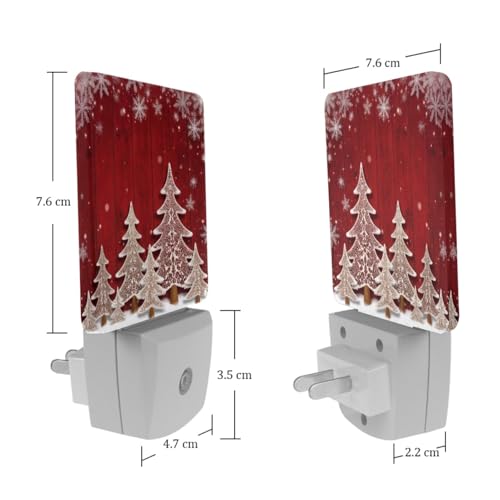 Image of NEWzone Christmas Tree Night Light Set of 2, Auto Sensor LED Dusk-to-Dawn Nightlights, Plug-in Sensor Lamp for Bedroom Bathroom Kitchen Hallway Stairs Decorative