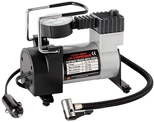 Car Tire Inflator Portable Heavy Duty Double Cylinders Tyre Inflator -Car Air Compressor Tire Pump Small Truck Emergency Inflator - With Dual Power LED Light Car Tire Inflator Portable Car Tyre Pump