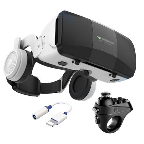 Lunettes VR 3D avec ContrôLeur et Écouteurs,Lunettes Virtuelles et Confortables pour 4,7-7,8 Smartphone,3D Casque Réalité Virtuelle pour Films 3D Jeux Vidéo,Cadeaux de Noël pour Homme/Enfants/Fille