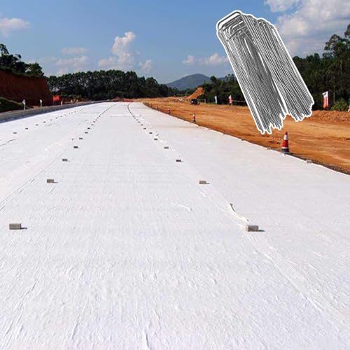 Malla Antihierbas Tela de Entrada con Clavija de Seguridad, Barrera de Malezas de Paisaje Blanco para Huerto/Cama de Flores, Tela de Drenaje de Cobertura de Suelo de Grado Comercial(2m(6.5ft) x65m(21