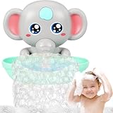 Baby Bath Toys, Magnetic Charging Music Bath Bubble Machine, Elephant Bubble Maker for Kids Ages 1-3 4-8, Toddler Bathtub Toy Gift for Boys and Girls (Grey)