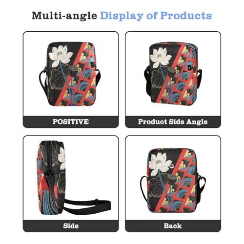 messenger bag for men men shoulder bag Purse Bag Adjustable Strap for School School- flower Japanese4