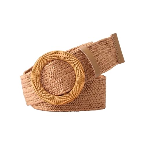 Ladies Belts Adjustable Buckle Waist Belt Women Elastic Weaving Belt Wide Waistband for Woman Girls Colorful Straw Vintage Waist Belt(Color-13)