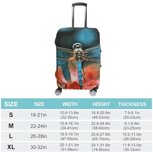 Dragonfly On The Flower Printed Luggage Cover Protector, Fits 18-32 Inch Luggage2