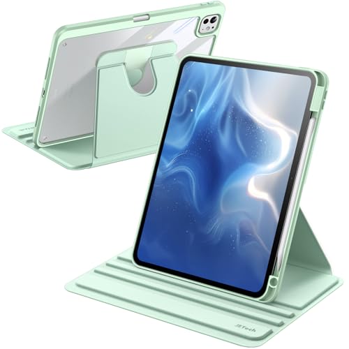 JETech Rotating Case ONLY for iPad Pro 11-Inch M5/M4 2025/2024 (6th/5th Generation) with Pencil Holder, 360 Degree Rotation Protective Stand Cover Clear Back, Auto Wake/Sleep (Mint) by JETech - Used condition - US$5.19