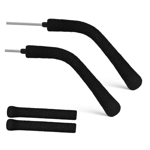 DEARMAMY 2 Pares Templos De Espectáculos Lentes Azul Para Protector Reemplazo Con Ojo Brazos Negro Tejer Suave Correa Templo De Gafas Cojines De Gafas Tejido De Punto Black