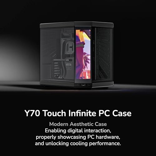 Image of Hyte Y70 Touch Infinite Dual Chamber ATX Mid Tower Modern Aesthetic Case with 14.9 inch Integrated 2.5K IPS Touchscreen - Pitch Black