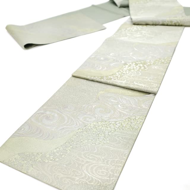 Amazon.co.jp: 袋帯 京都 西陣 松尾光琳 金銀箔糸 銀糸 琳派流水文様  