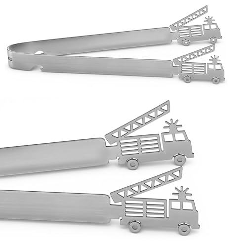 Grillzange Motiv Feuerwehr Leiterwagen, Edelstahl Grillzange Motiv Feuerwehr, Spülmaschinengeeignet, Personalisierte Geschenkidee, Männergeschenk, Feuerwehrauto, Löschwagen, Feuerwehrgeschenk