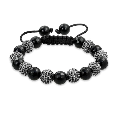 Bling Jewelry Bracelet Inspiré De Shamballa En Cristal Pavé D'Onyx Noir À Facettes Pour Femmes...