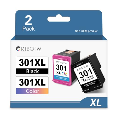 CRTBOTW 301XL Druckerpatronen Ersatz für HP 301 Multipack Wiederaufbereitete Tintenpatronen für HP301 XL Deskjet 1000 1050 1510 2050 2510 3050 OfficeJet 2620 2622 Envy 4500 4502 5530 (Schwarz,Farbe) CRTBOTW 301XL Druckerpatronen Ersatz für HP 301 Multipack Wiederaufbereitete Tintenpatronen für HP301 XL Deskjet 1000 1050 1510 2050 2510 3050 OfficeJet 2620 2622 Envy 4500 4502 5530 (Schwarz,Farbe)