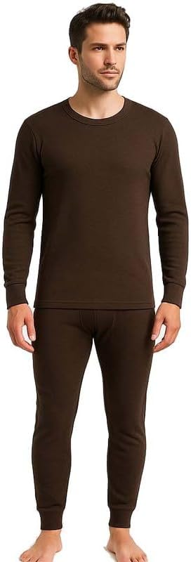 Men’s Winter Woolen Thermal Wear Set – Warm Fleece Innerwear Upper & Lower Body Warmer, Round Neck Thermal Suit for Cold Weather