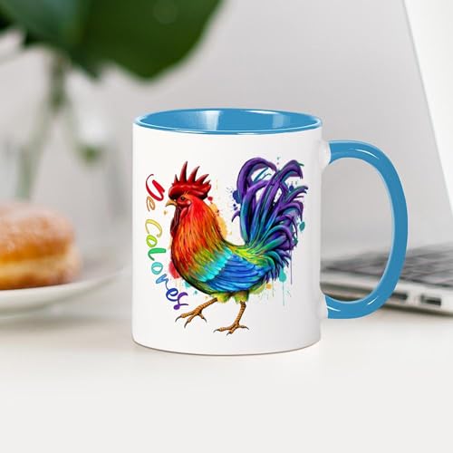 Taza de cerámica 11 oz con diseño de gallo de colores miniatura 4