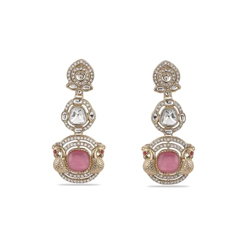 Image of Rubans Drop Earrings American Diamond Crystal Stylish Trendy Jewellery Gift for Women & Girls