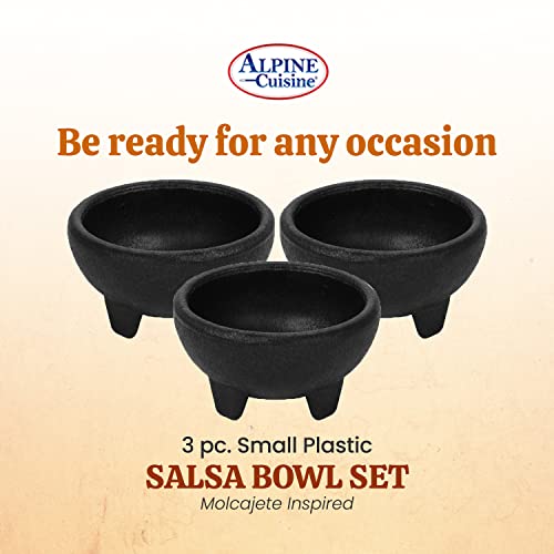 Alpine Cuisine Molcajete 3Pc Salsa Bowl For Guacamole Sauce Chips Deep Mexican Tortilla Black #TOP6