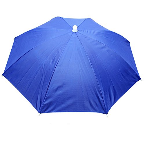 Accinouter Umbrella Hat, Folding Headwear 26" Hands Free Sunshade Double Layer Protection Parasol For Fishing Gardening Beach Camping Party (Royalblue, 14.2"X26"X26" (Open) 14.2"X 2" (Fold)) #TOP1